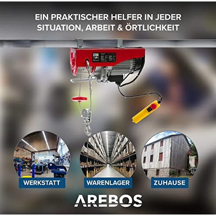 Arebos - Elektrische Seilwinde 800kg – Bild 4