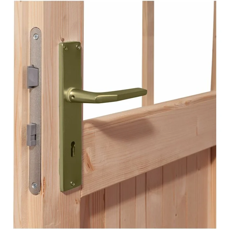 Karibu Doppelflügeltür Wandlitz 19 mm inkl. Türschloss und Rahmen naturbelassen - Preisvergleich – Bild 3