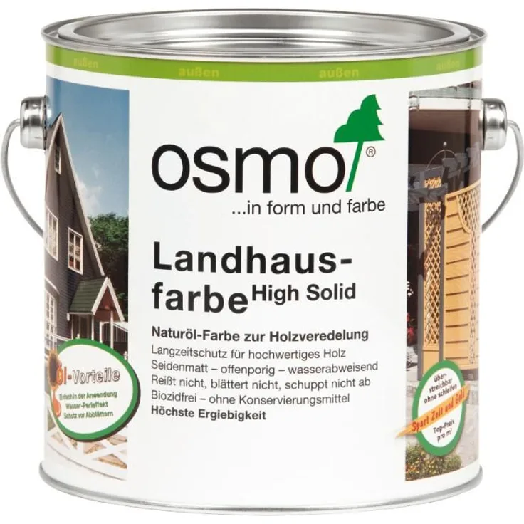 Osmo Landhausfarbe 2,5 l, weiß, 11400028, für jedes Holz im Außenbereich