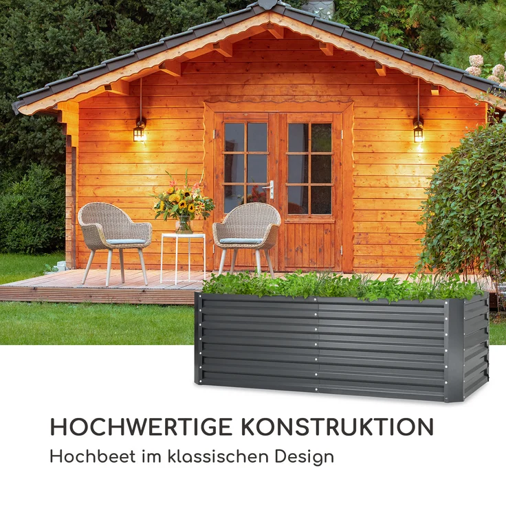 High Grow Straight Hochbeet 180 x 60 x 90 cm 970 l Stahl verzinkt Dunkelgrau - Preisvergleich – Bild 2