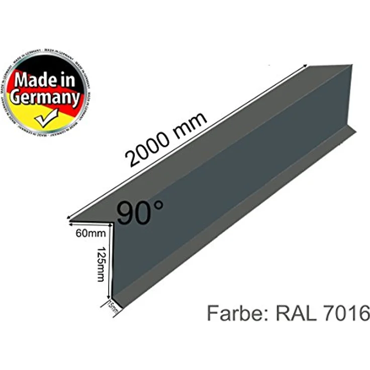 Ortgangwinkel Dach-Abschluss-Blech Ortgangblech Alu Anthrazit Grau 60 x 125 mm – Bild 2