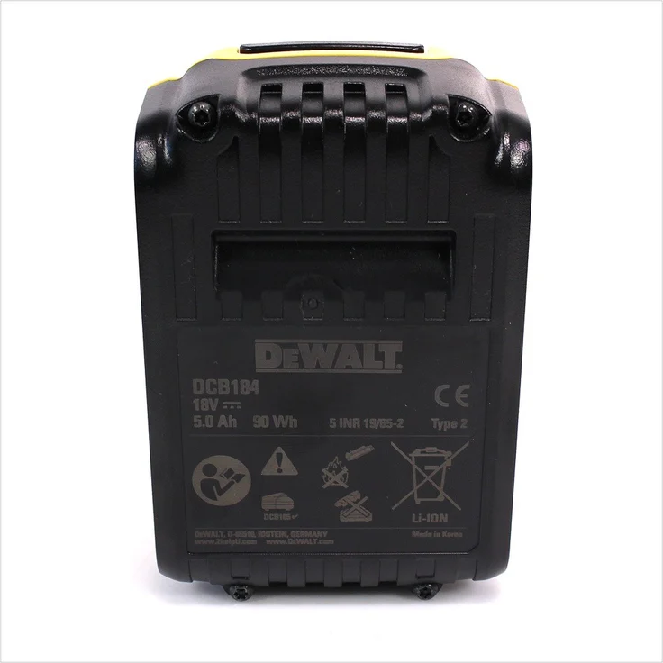 DeWalt DCB184XR Original-Werkzeugakku 18 V 5 Ah Ladezustandsanzeige mit Überhitzungsschutz Li-Ion geringe Selbstentladung kompatibel mit allen 18 V XR Akku-Maschinen von DeWalt – Bild 5