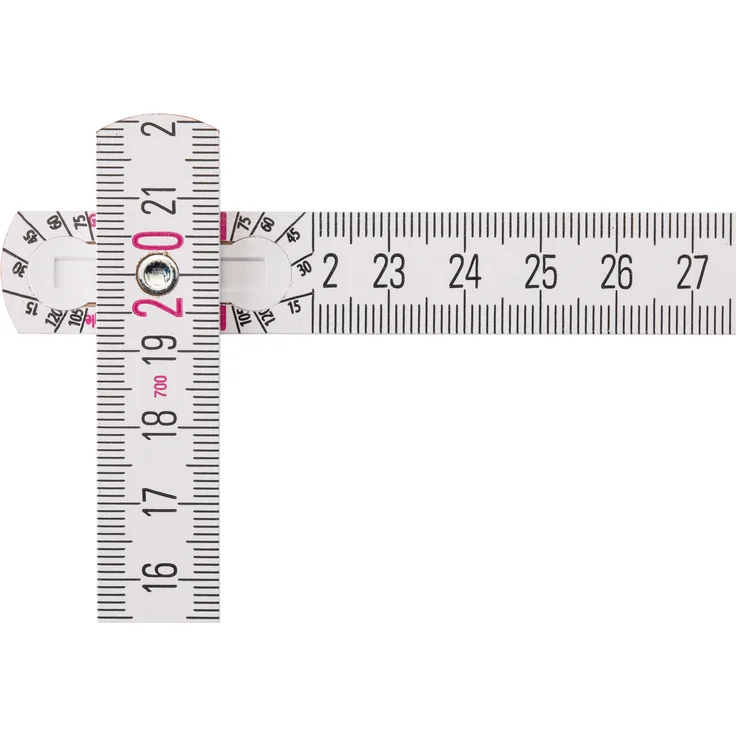 STABILA Zollstock Type 1707, 2 m, weiß, metrische Skala, Winkelfunktion, Meterstab aus PEFC-zertifiziertem Holz, Polyamid-Gelenke – Bild 1