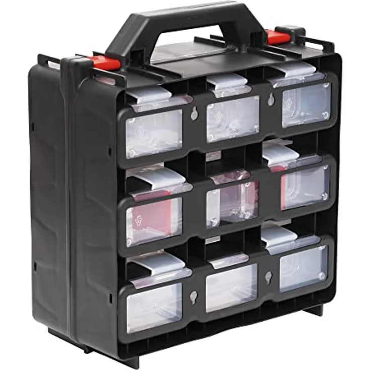 STIER Werkzeugbox mit 12 ausziehbaren Behältern Werkzeugkoffer Sortierkasten für eine Vielzahl von K – Bild 1