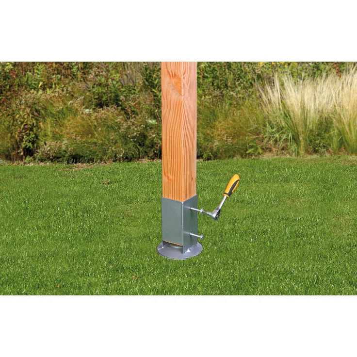 Alberts Einschlag-Bodenhülse | für Vierkantholzpfosten, mit verstellbarem Topf | feuerverzinkt | 91 x 91 mm | Gesamtlänge 900 mm 
(208134) – Bild 7