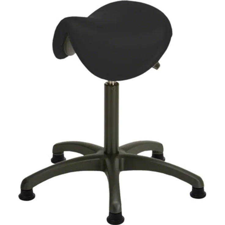 Sattelhocker Standard mit Polster und Gleitern, Rollhocker, Arbeitshocker, Schwarz