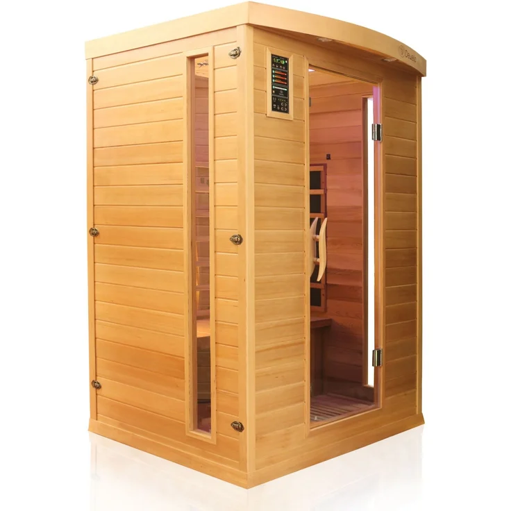 Dewello Infrarotkabine Infrarotsauna PIERSON PRO 135cm x 105cm Hemlock-Zeder inkl. DUO Strahler, Vollspektrumstrahler, Bodenstrahler – Bild 3