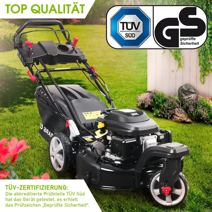 BRAST Rasenmäher Benzin Trike 5,2kW(7PS) mit Antrieb Elektrostart 53cm Schnittbreite 224ccm 4-Takt Motor TÜV geprüft Stahlgehäuse 60L Fangkorb 4-Takt Motor – Bild 3