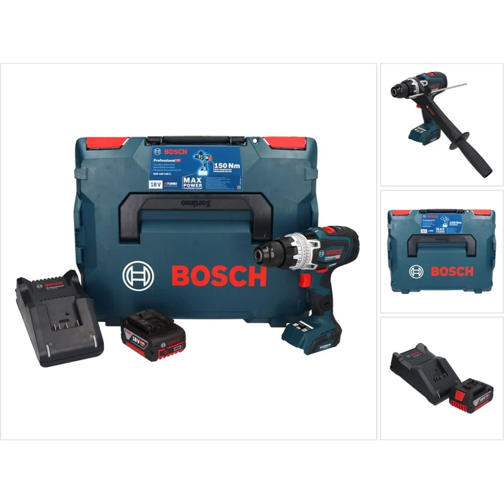 Bosch Professional GSR 18V-150 C Professional Akku Bohrschrauber 18 V 150 Nm Biturbo Brushless + 1x Akku 5,0 Ah + Ladegerät + L-Boxx