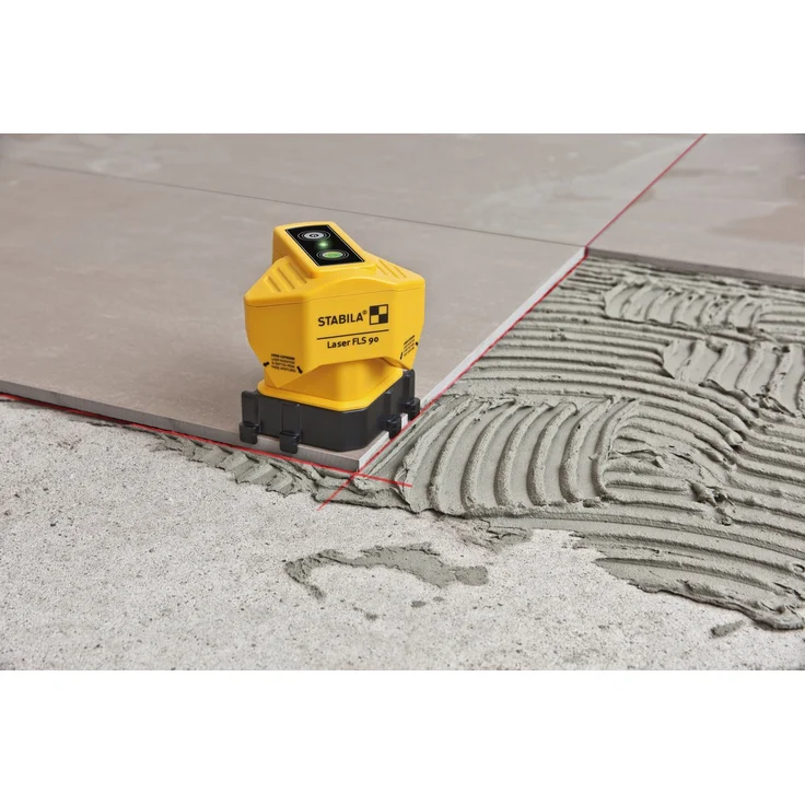 STABILA Bodenlinien-Laser FLS 90, exakter 90-Grad-Winkel am Boden, Reichweite Laserlinie 15 m, Schutzklasse IP 54, Umsteck-Sockel, Zielplatte, Tasche – Bild 10