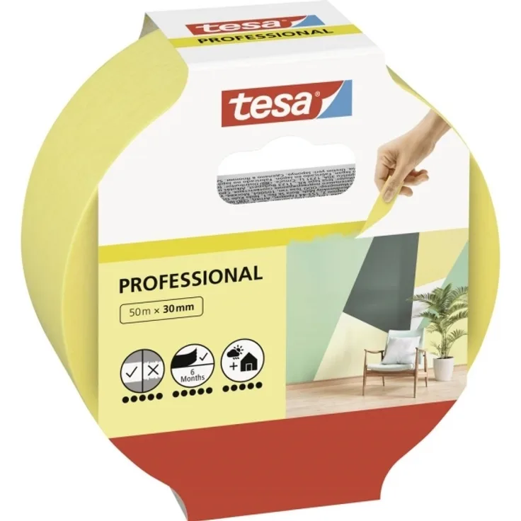 Tesa Professional 56299-00000-00 Malerabdeckband Gelb (L x B) 50m x 30mm 1St.