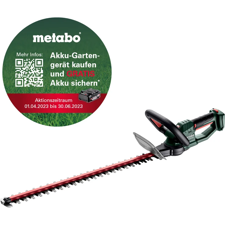 Metabo Akku Heckenschere HS 18 LTX 65 (18 Volt, Li-Ion, Messerlänge: 65 cm, Max. Schnittstärke 19 mm) ohne Akku und Ladegerät, im Karton – Bild 1