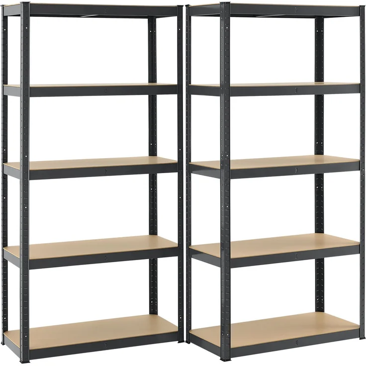 Juskys Lagerregal Basic 2er Set 180x90x40 cm – 2 Schwerlastregale mit 10 Böden – max. 1750 kg - Metall verzinkt - Regale Kellerregal Metallregal – Bild 1