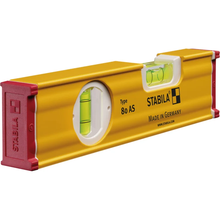 STABILA Wasserwaage Type 80 AS, 20 cm, verstärktes Alu-Profil, 1 Horizontal-Libelle, 1 Vertikal-Libelle, integrierte Rutsch-Stopper, Made in Germany – Bild 2