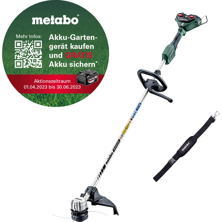 Metabo Akku Freischneider FSD 36-18 LTX BL 40 (2x 18 Volt, Li-Ion, Rasentrimmer mit Rundgriff, Schultergurt, 40cm Schnittkreis, bürstenloser Motor) ohne Akku und Ladegerät, im Karton – Bild 1