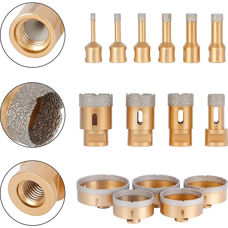 Diamantbohrkrone M14 Bohrkrone Fliesenbohrer Diamantbohrer Nass+Trocken Flex Winkelschleifer - 15 mm – Bild 1