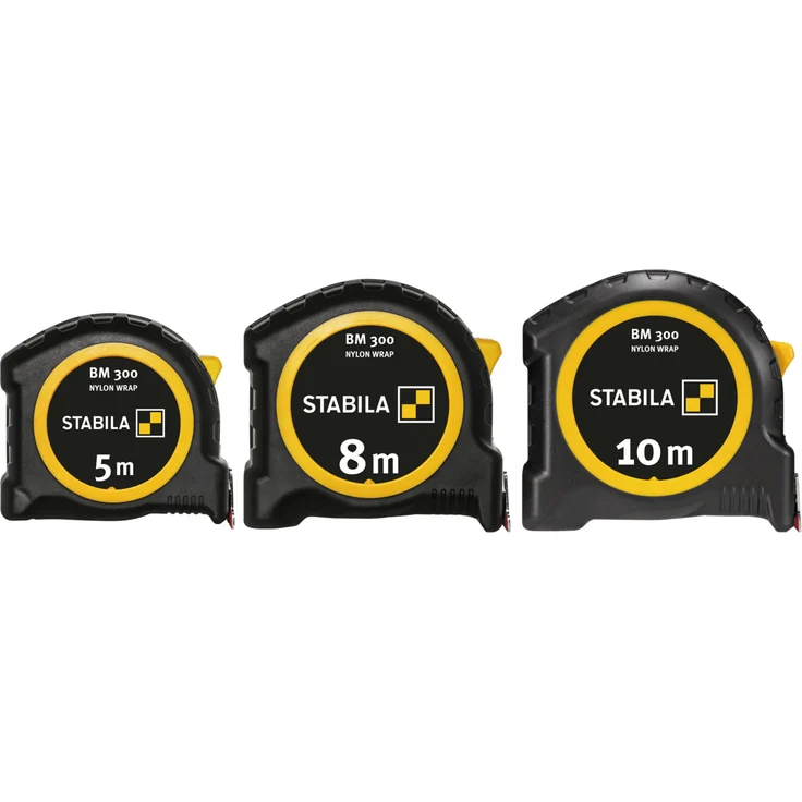STABILA Taschenbandmaß BM 300, 5 m, Maßband mit doppelseitiger metrischer Skala, bruchsicheres PC/ABS-Gehäuse, SPIKES-Haken, Stahlband mit NYLON-WRAP-Ummantelung, Gürtel-Clip, MID-Genauigkeit – Bild 3