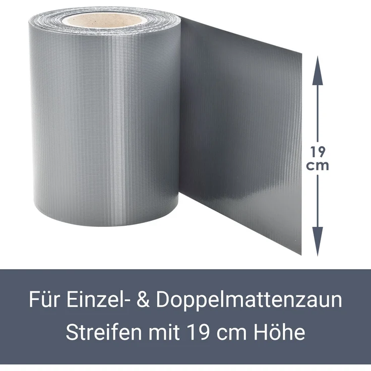 Juskys PVC Sichtschutzstreifen Doppelstabmatten Zaun 35m x 19 cm, 30 Befestigungsclips, hellgrau, Zaunfolie Sichtschutz Windschutz Garten Gartenzaun – Bild 3