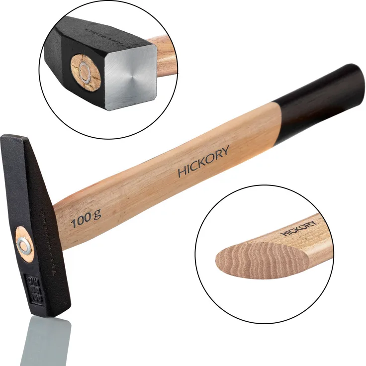 Hammer-Schlosserhammer 100g robuster Kopf aus Stahl, Griff aus Hickory-Holz