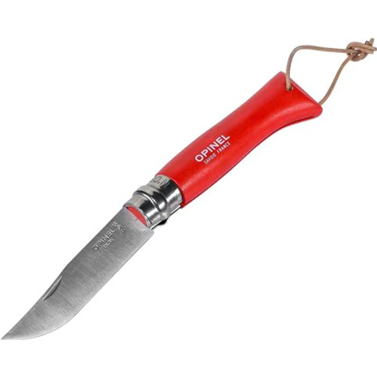 Opinel Taschenmesser No. 08 inkl. Kunstlederetui, rot – Bild 1