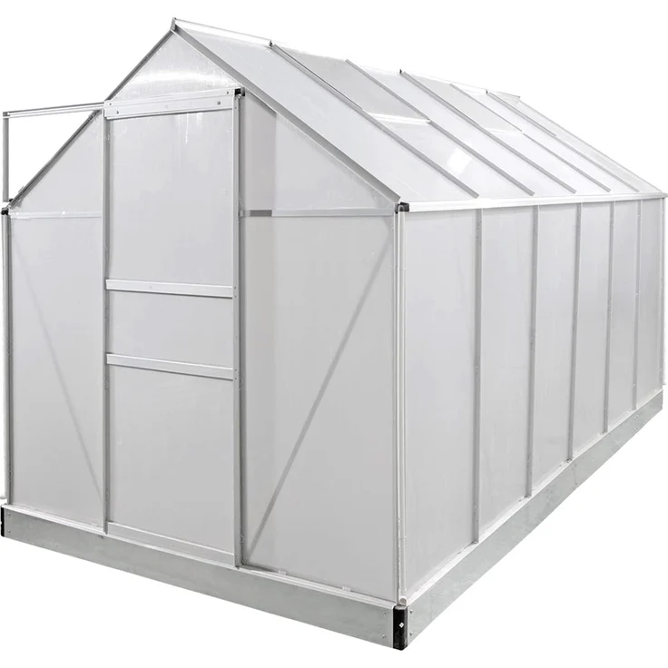 BRAST Gewächshaus Aluminium 310x190x195cm Silber mit Fundament rostfrei TÜV geprüft Alu Treibhaus Glashaus Tomatenhaus – Bild 1