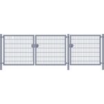 Premium Plus Einfahrtstor 6/5/6 (3-flügelig); Anthrazit Doppelstabmatte; Breite 450 cm (1,5m/ 1,5m/ 1,5m) x Höhe 100 cm