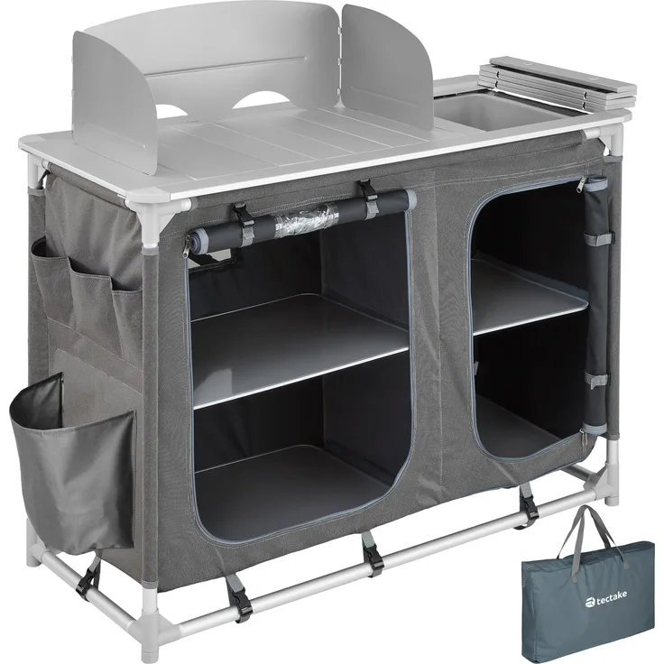 tectake Campingküche 116x52x107cm - grau
