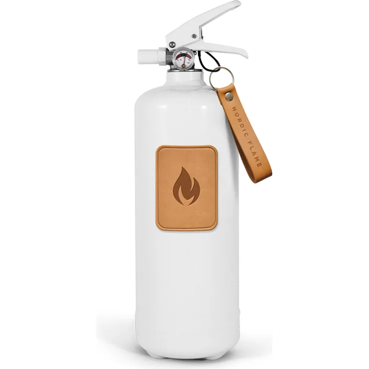 Nordic Flame Feuerlöscher Weiß mit Lederdetails, ABC-Pulver 2 kg