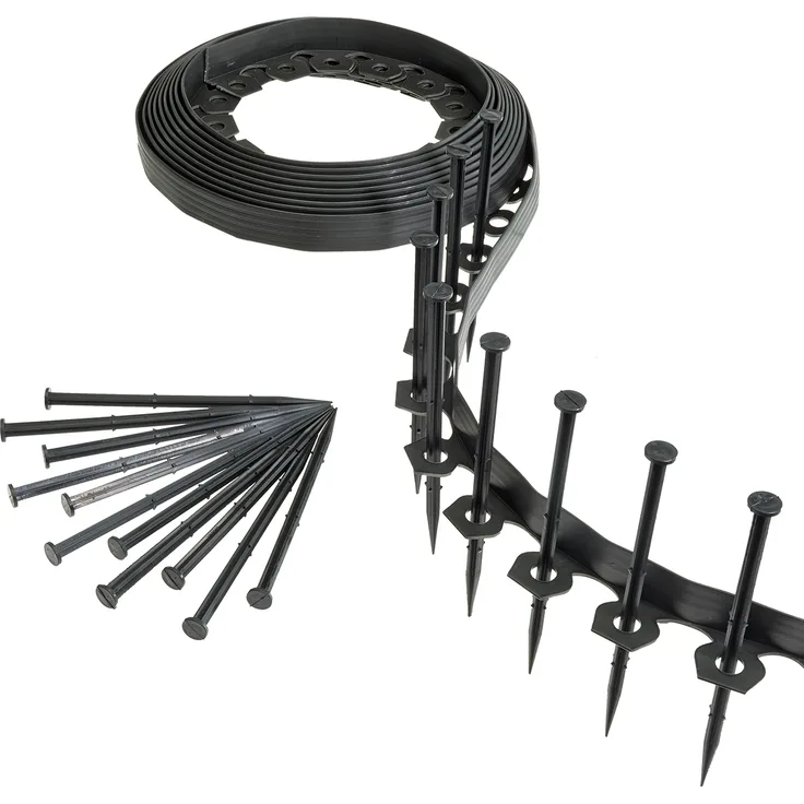 Rasenkante flexibel Beetumrandung Mähkante 10mx40mm mit 20 Befestigungstiften