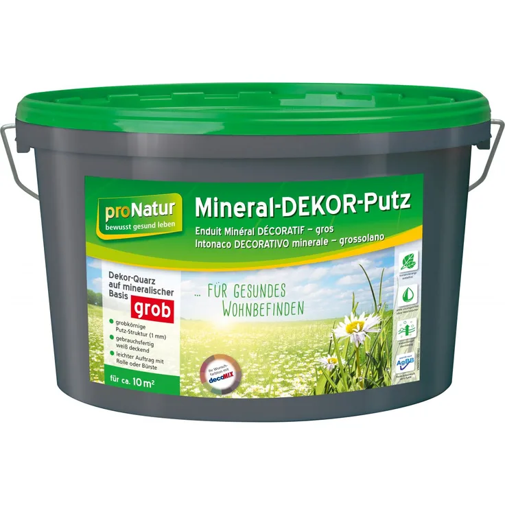 Pronatur Mineral Dekor-Putz 1 mm grob 8 kg für strukturierte Anstriche.