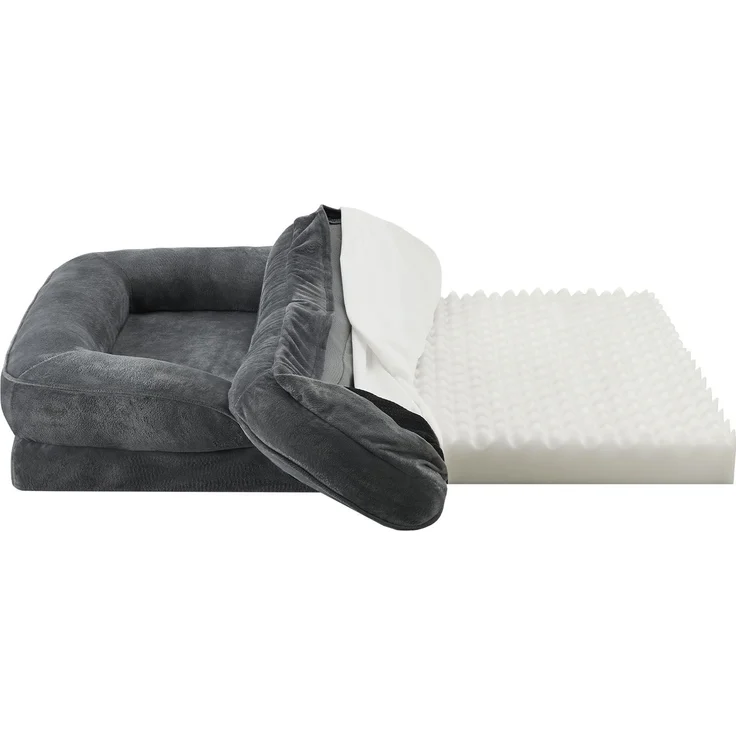 Juskys Hundebett Sheena XL orthopädisch, waschbar & rutschfest – 106 x 80 x 18 cm – Hundesofa flauschig große Hunde Grau – Haustierbett Hundesofa – Bild 9