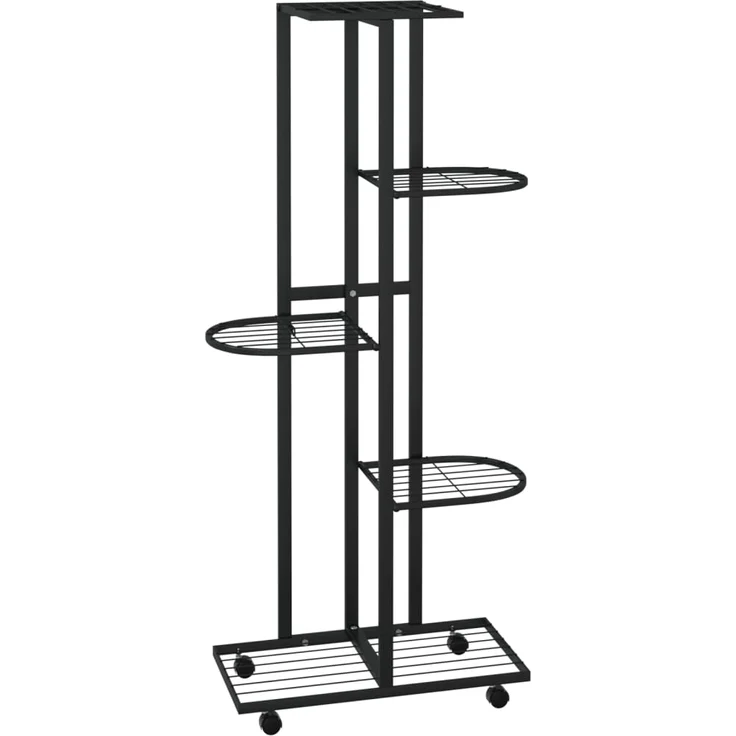 Blumenständer 5-Etagen mit Rollen 44x23x100 cm Schwarz Eisen – Bild 2