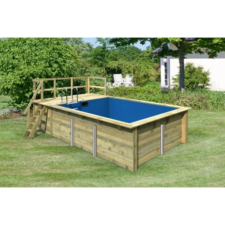 Karibu Pool 1 SET 44 mm inkl. Filterpaket klein, Terrasse vor Kopf an der Seite 3,5 m breit v2 – Bild 2