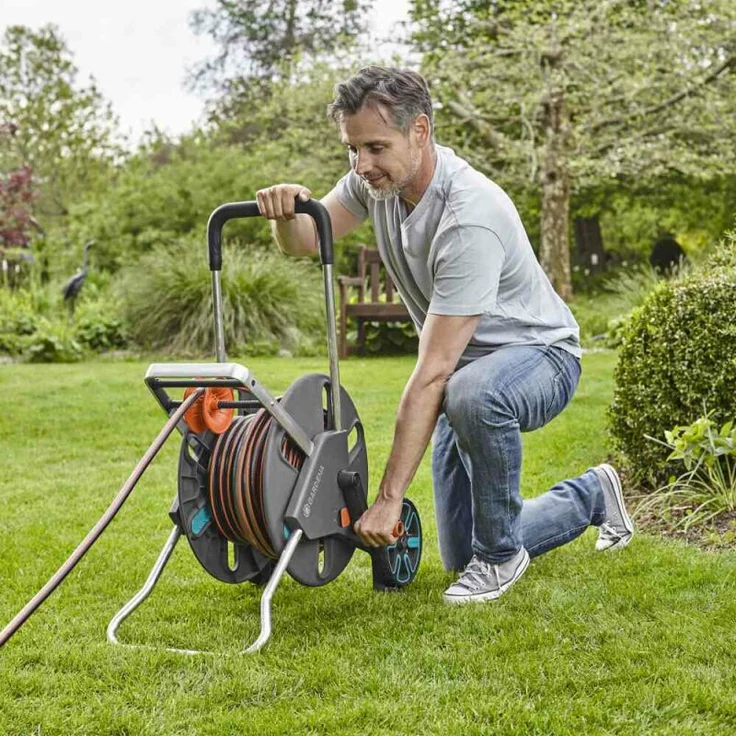 GARDENA Schlauchwagen CleverRoll L Easy (18520-20) 100 m Kapazität, besonders standfest, mit komfortabler Schlauchführung in robustem Metallrahmen, Nachtropfstopp – Bild 8
