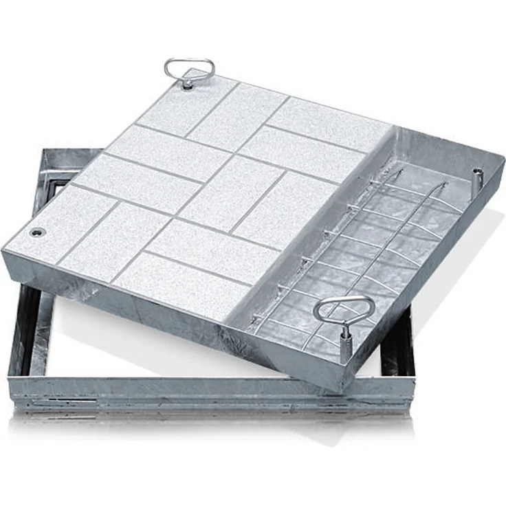 Zarges Schachtabdeckung aus Stahl mit Wanne 800 mm x 800 mm – Bild 1