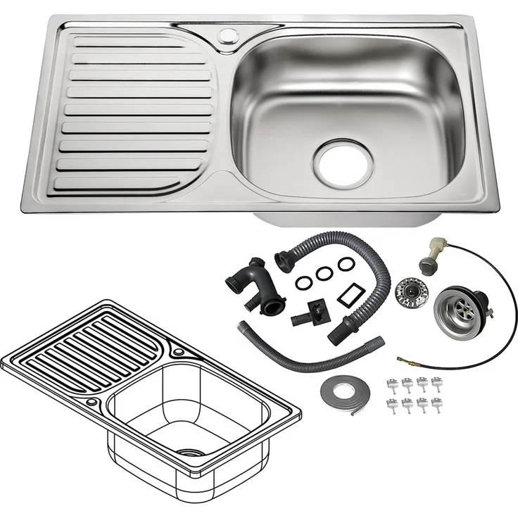 Edelstahlspüle Spülbecken Einbauspüle Küchenspüle Spüle Edelstahl Glatt Küche – Bild 2