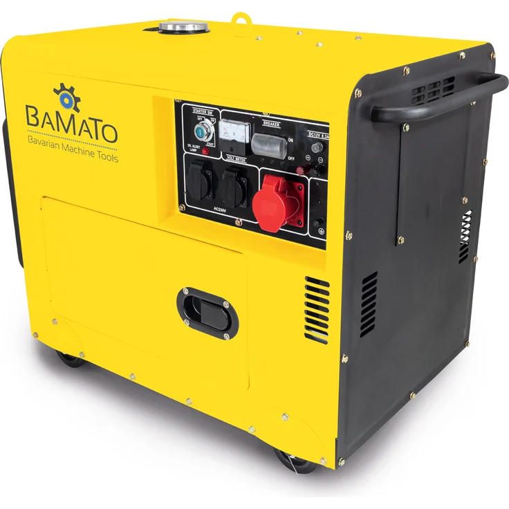 BAMATO Diesel Stromerzeuger BGE-5000D 3-phasig 230 V, 400 V Dauerleistung 1500 Watt (230 V) / 4400 Watt (400 V) Elektrostart bei 3/4 Last 1,61 Liter / Stunde 169 kg – Bild 2