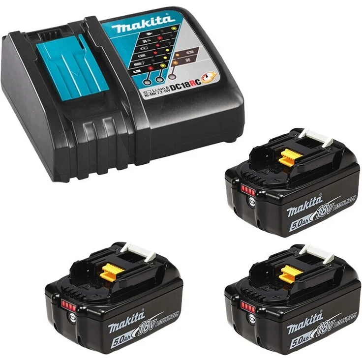 Makita DDF484TB3J Akku Bohrschrauber Black Edition 3x 18V 5,0 Ah Ladegerät mit Makpac mit Zubehör 1,5 - 13 mm Bohrfutter 38 mm, 13 mm Bohrleistung 54 Nm hart - 30 Nm weich schwarz 500 - 2000 U/min 2-Gang – Bild 2