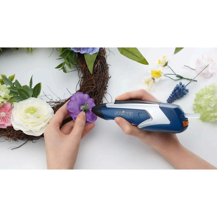 Steinel Neo1 blau Klebepistole, Akku-Heißklebestift, 3,6 V inkl. 3 Klebesticks 7 mm Durchmesser Tropfschutz, Auto-Abschaltung, automatischer Klebstoff-Rückzug – Bild 6