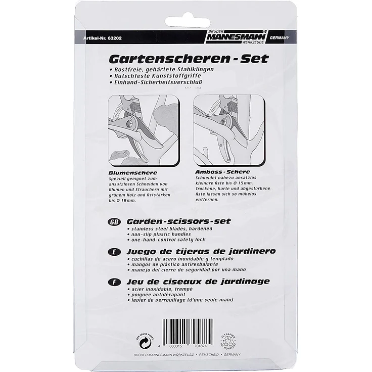 Brüder Mannesman Leichtmetall-Gartenscheren-Set 2-teilig schwarz / grün 1 x Amboss-Schere, 1 x Blumen-Schere Kunststoffgriff, Stahlklingen – Bild 3
