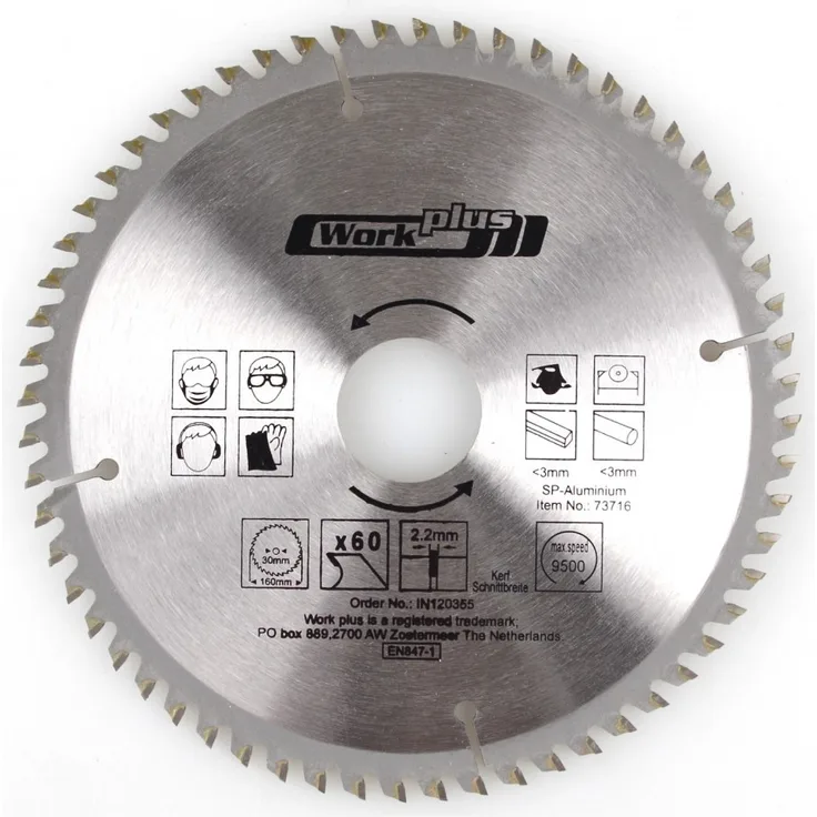 Work plus Kreissägeblatt 160mmx60T für Aluminium Kunststoff NE-Metalle Sägeblatt