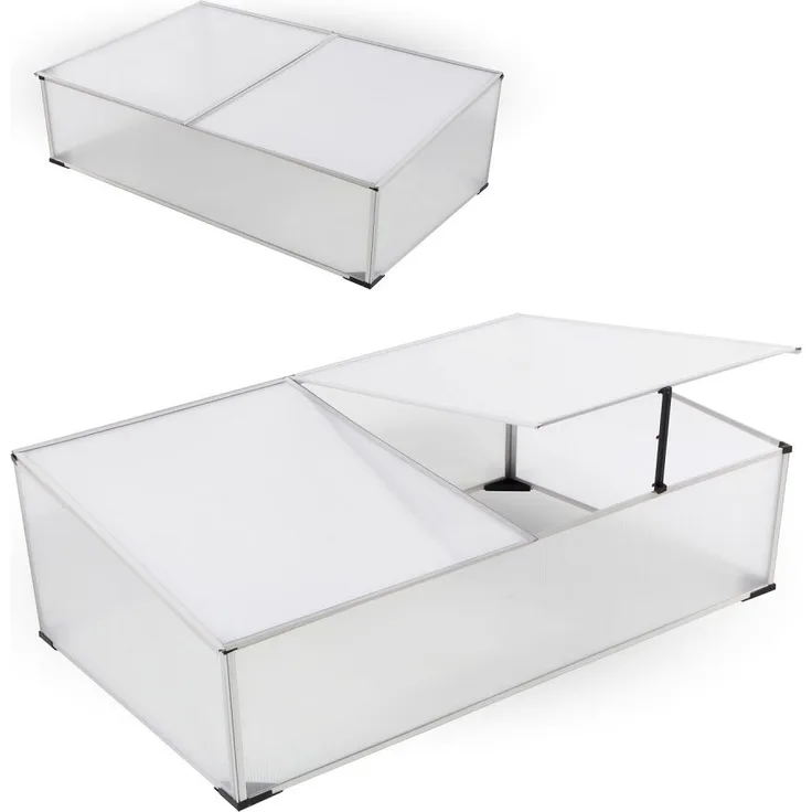 LEX Frühbeet, Aluminium-Rahmen, PC-Scheiben, 120 x 80 x 30/40cm