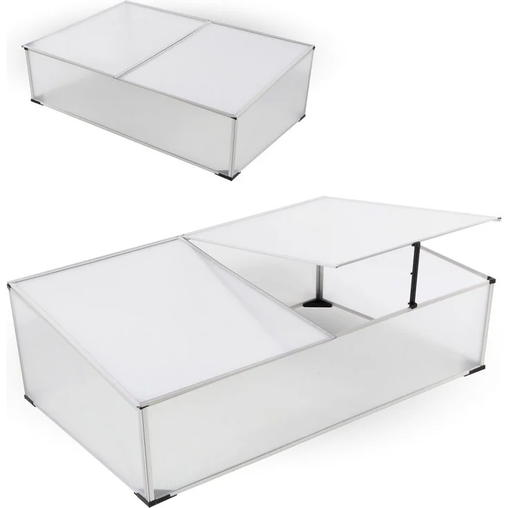 LEX Frühbeet, Aluminium-Rahmen, PC-Scheiben, 120 x 80 x 30/40cm – Bild 1