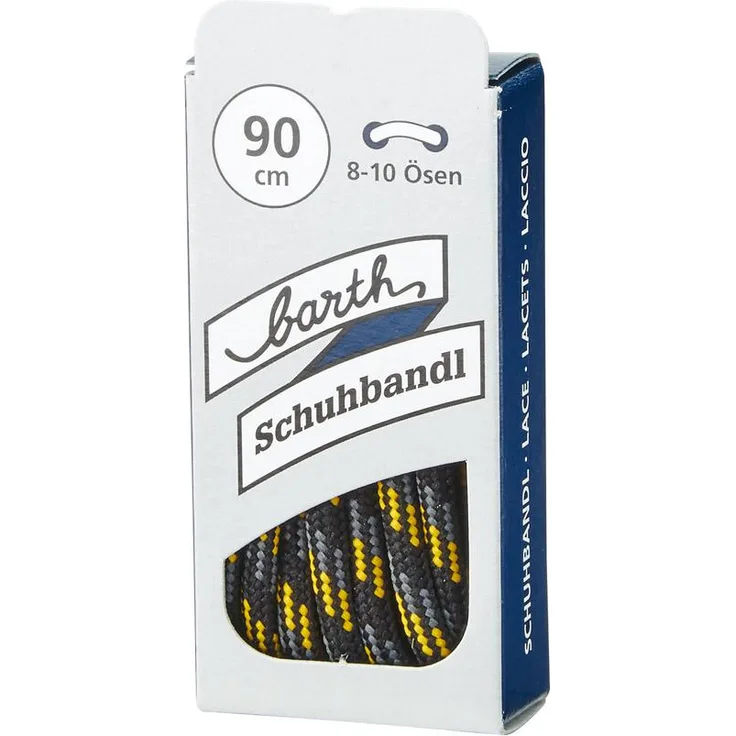 Schnürsenkel, 90 cm, rund, schwarz-grau-gelb