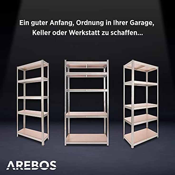 AREBOS Schwerlastregal Lagerregal Werkstattregal Steckregal Kellerregal Regal - marron – Bild 6