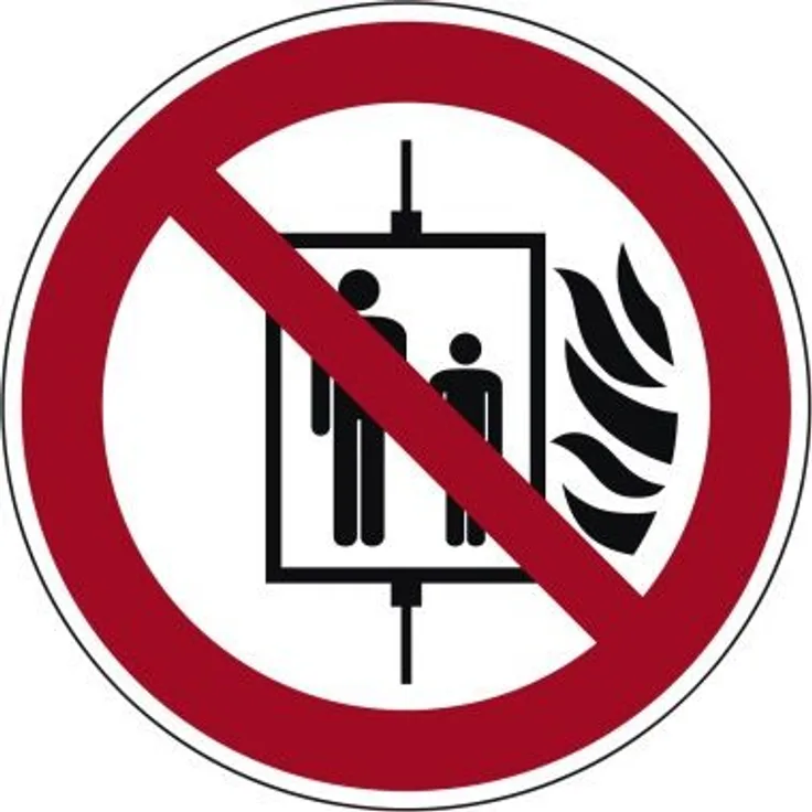 Neutralware Hinweisschild P020 Aufzug im Brandfall nicht benutzen Hart-PVC