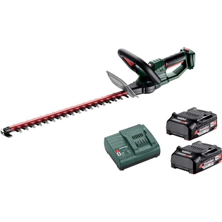 Metabo Akku Heckenschere HS 18 LTX 55 (18 Volt, Li-Ion, Messerlänge: 55 cm, Max. Schnittstärke 19 mm) inkl. 2x 2,0 Ah Li-Ion Akku und Ladegerät SC30 – Bild 2
