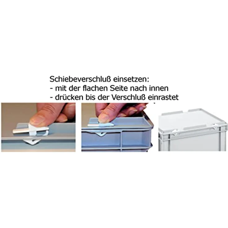 Alutec 05310 Schiebeverschlüsse für Kunststoffbehälter Weiß 8St. – Bild 3