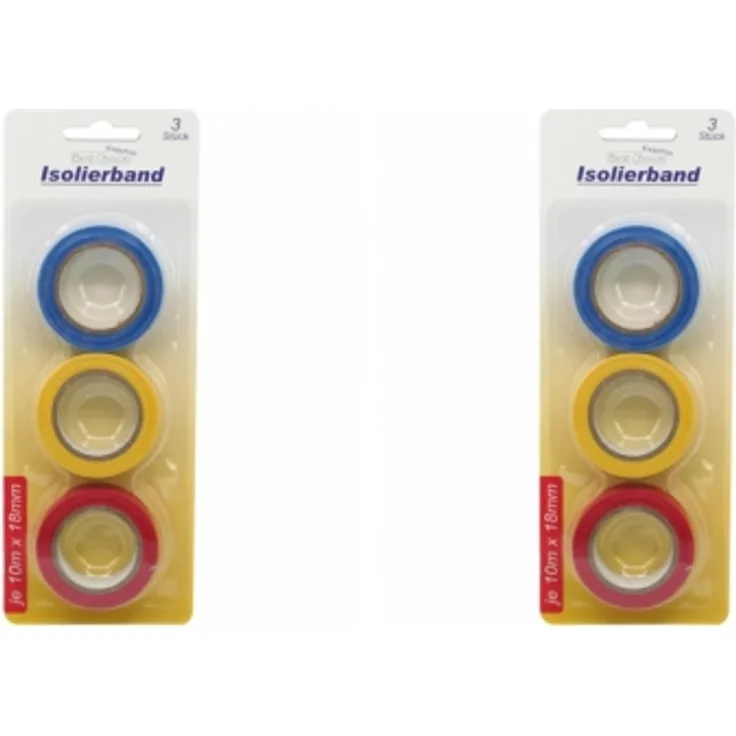 2 x best choice Klebeband Isolierband 3fach sortiert 18mmx10m blau gelb rot Zumbl