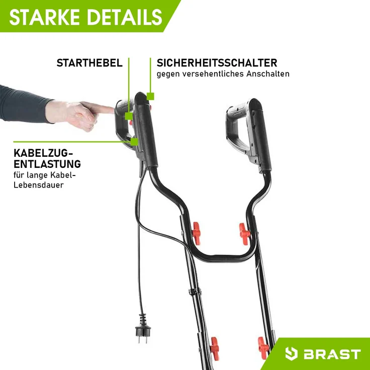 BRAST Motorhacke Elektro Gartenfräse 1200 Watt 40cm Arbeitsbreite 24 Hackmesser Kultivator Ackerfräse Hacke – Bild 9